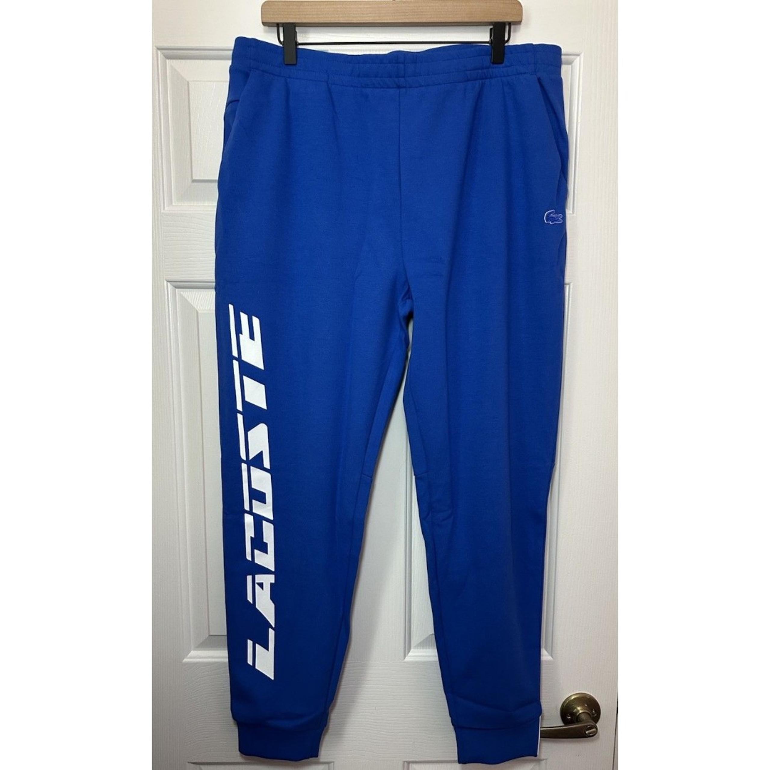 Size XL Lacoste Men’s Oversized Blue Logo Branded Trackpants Cotton Blend NWT