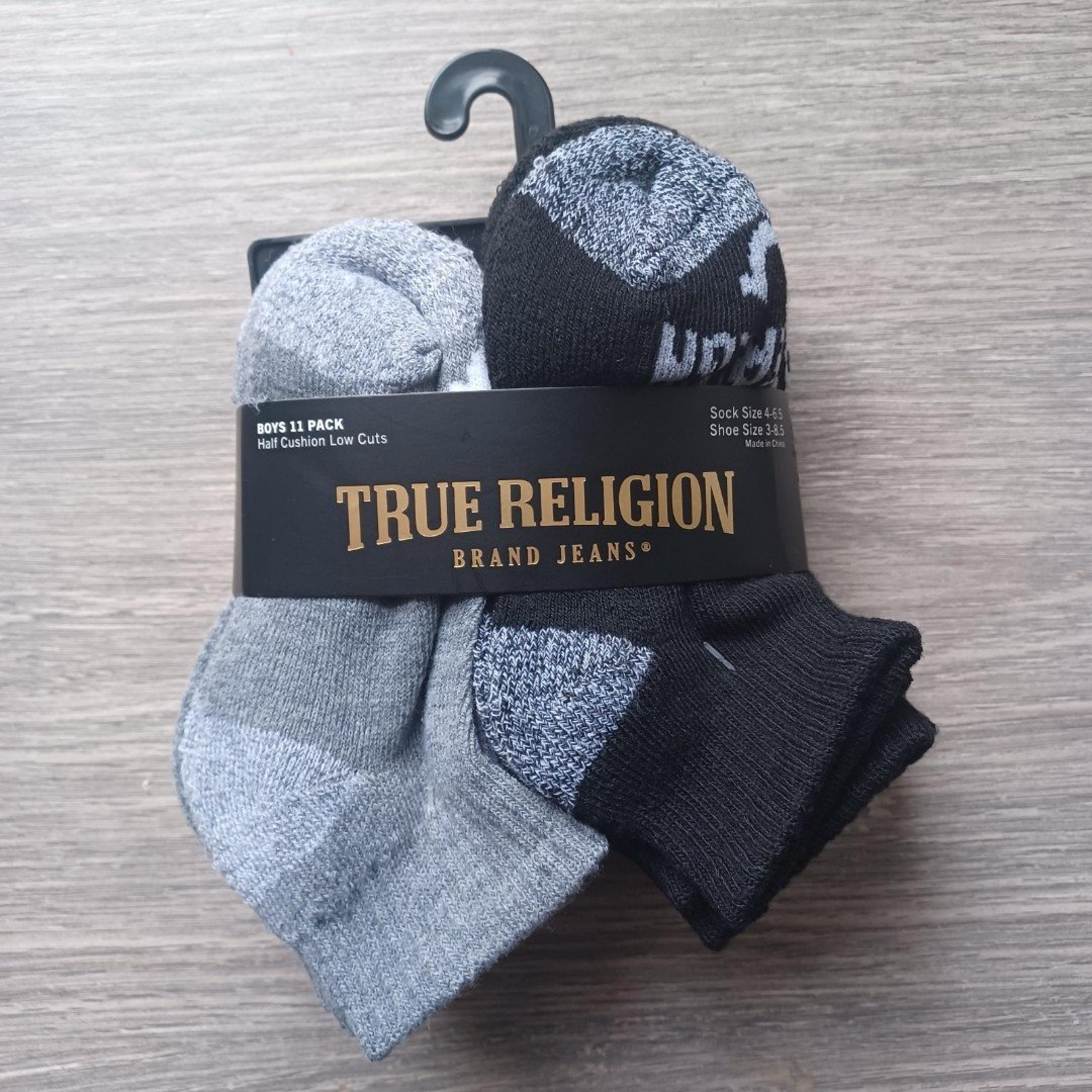 11 Pairs of True Religion Boys Low Cut Cushion Socks (Size 4Y-6.5Y)