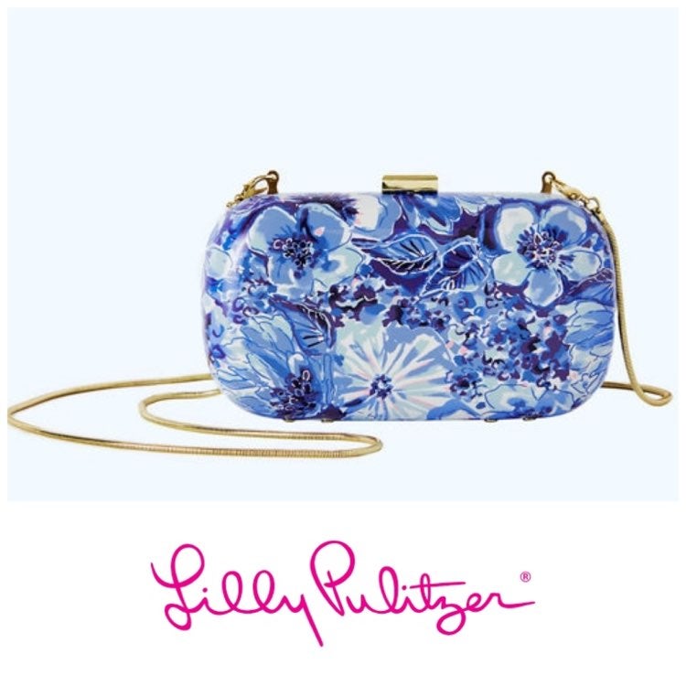 NWT Lilly Pulitzer Blue Floral Hard Clut