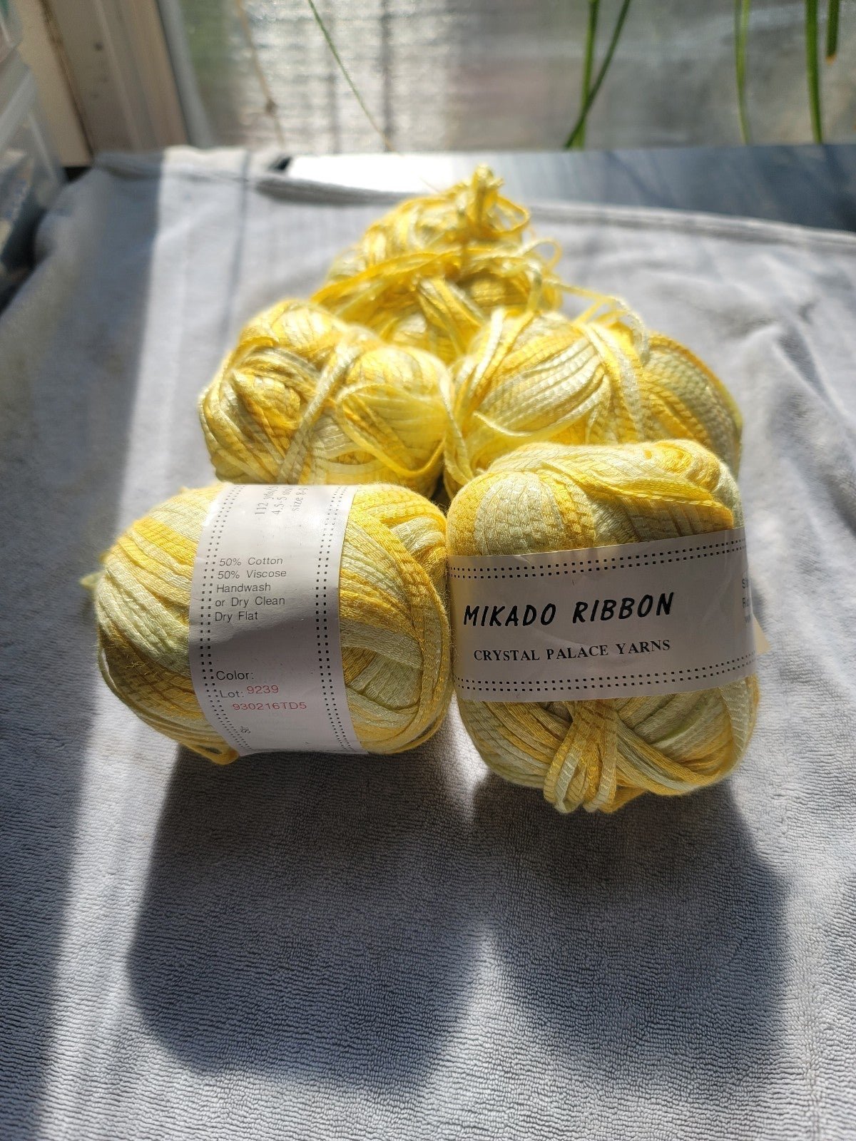 Mikado ribbon yarn lot of 5 balls in yellow