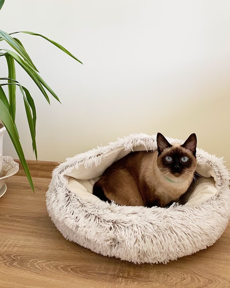 Best Cat Cave Bed - Anti-Anxiety Cat House - Donut Cat Bed - Fluffy Cat Bed - Ca