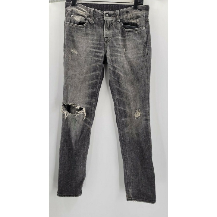 R13 Women's Relaxed Skinny Denim Jeans in Black washed Size 25 Made in Italy