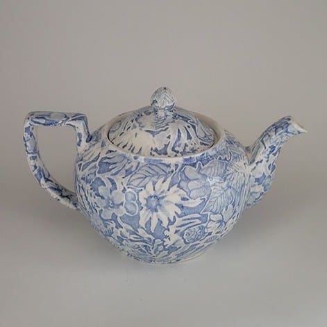 Teapot Burleigh Blue White Tete Scilla Lillian Delevoryas Staffordshire UK