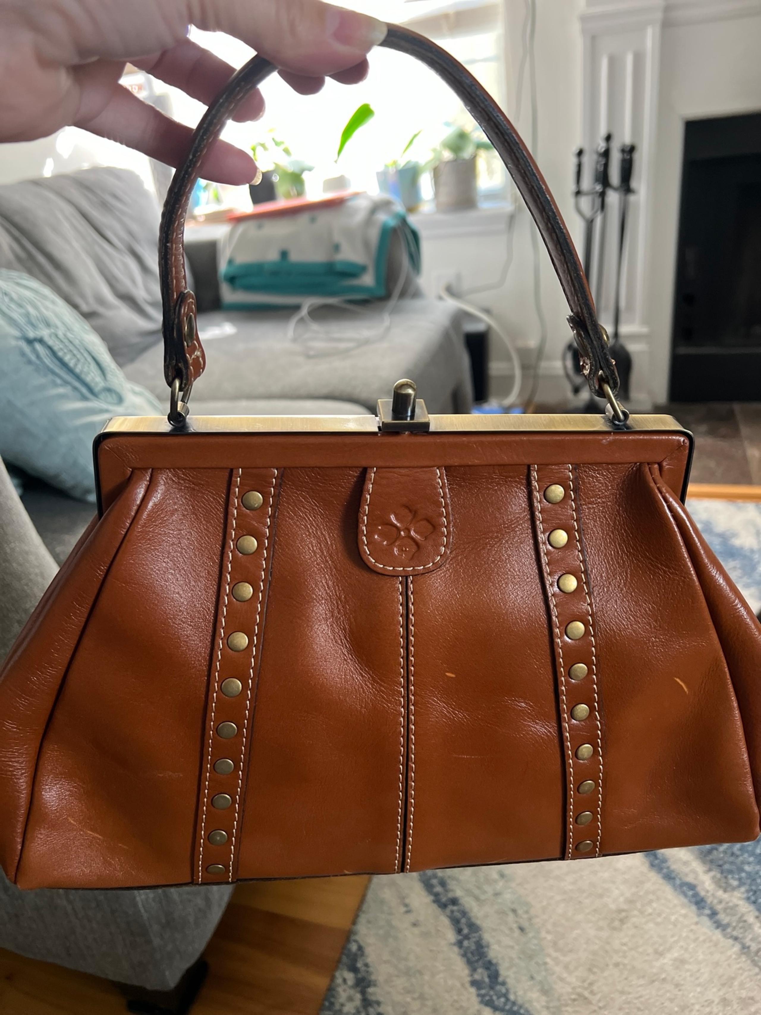 Patricia Nash NEMOLI Frame Satchel Heritage Leather in Tan