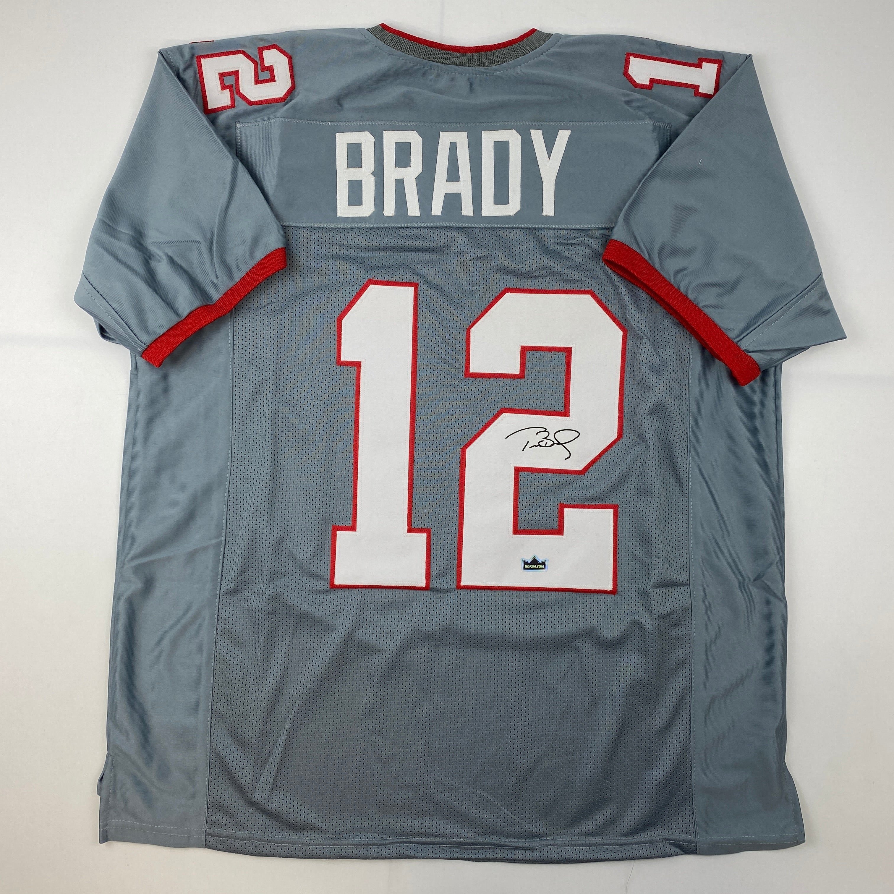 Facsimile Autographed Tom Brady Tampa Bay Pewter Grey Auto Jersey Size Men's XL
