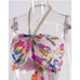 Sequin Floral Backless Halter Floral Crop Top