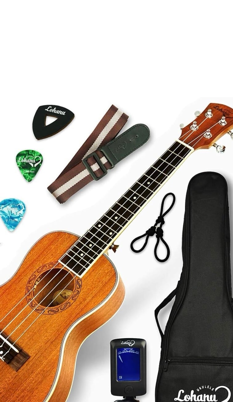 Ukulele Concert Size Bundle From Lohanu (LU-C) 2 Strap Pins Installed FREE Uke S