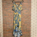 Flying Tomato Dress Size Medium Yellow Blue Palm Leaf Midi Tropical High Low Hem