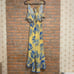 Flying Tomato Dress Size Medium Yellow Blue Palm Leaf Midi Tropical High Low Hem