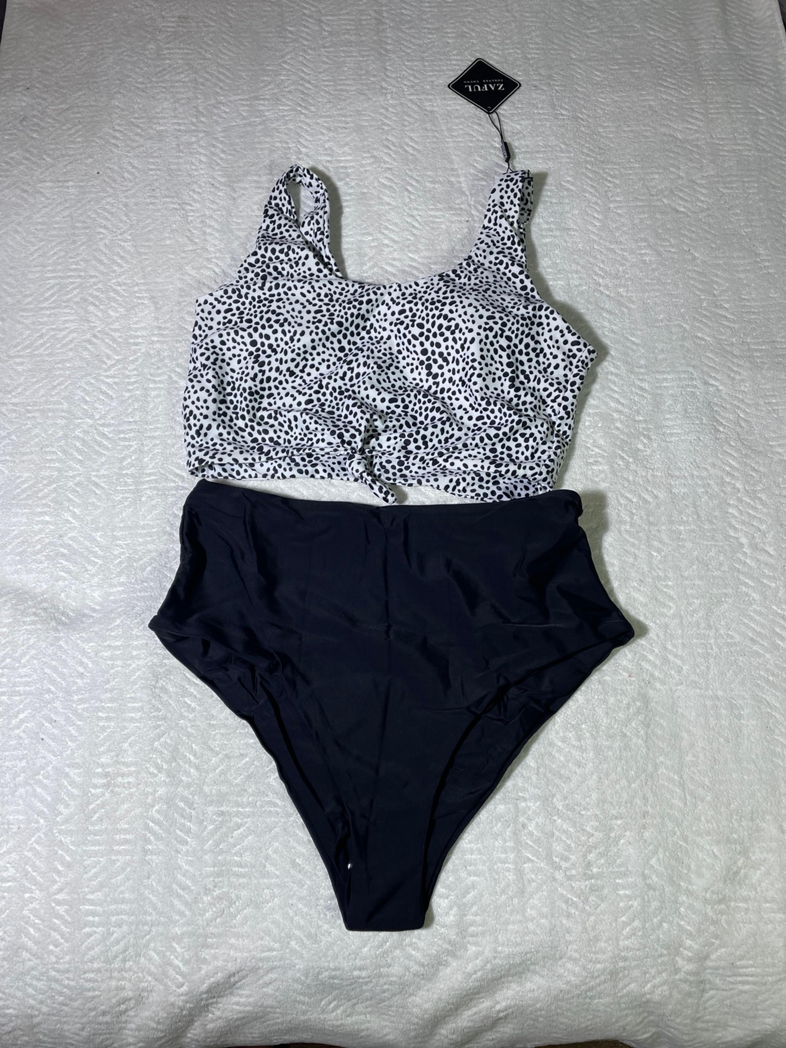 ZAFUL Women's High Waisted Tankini Scoop Neck Knotted Two Pieces Tankini Set Swi
