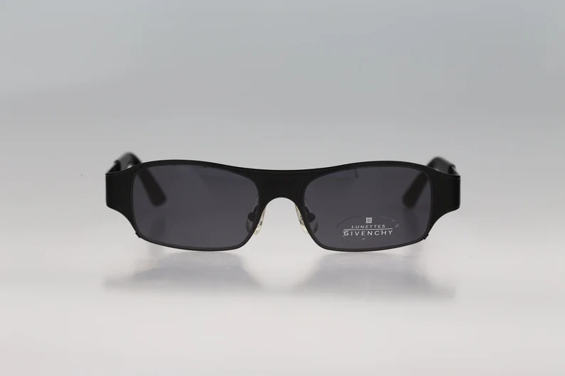 Givenchy 1076 004, Vintage 90s black futuristic square sunglasses men & women