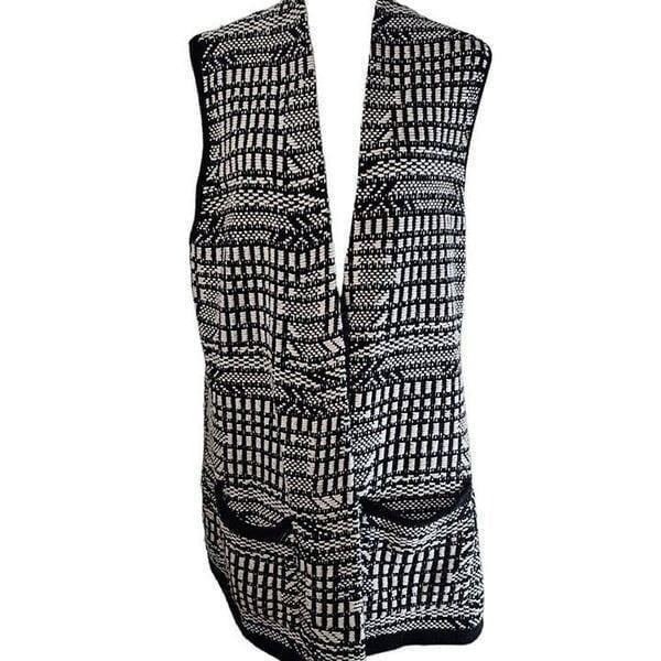 Anthropologie Angel Of The North Cardigan Sweater Vest Womens Size L Black Long