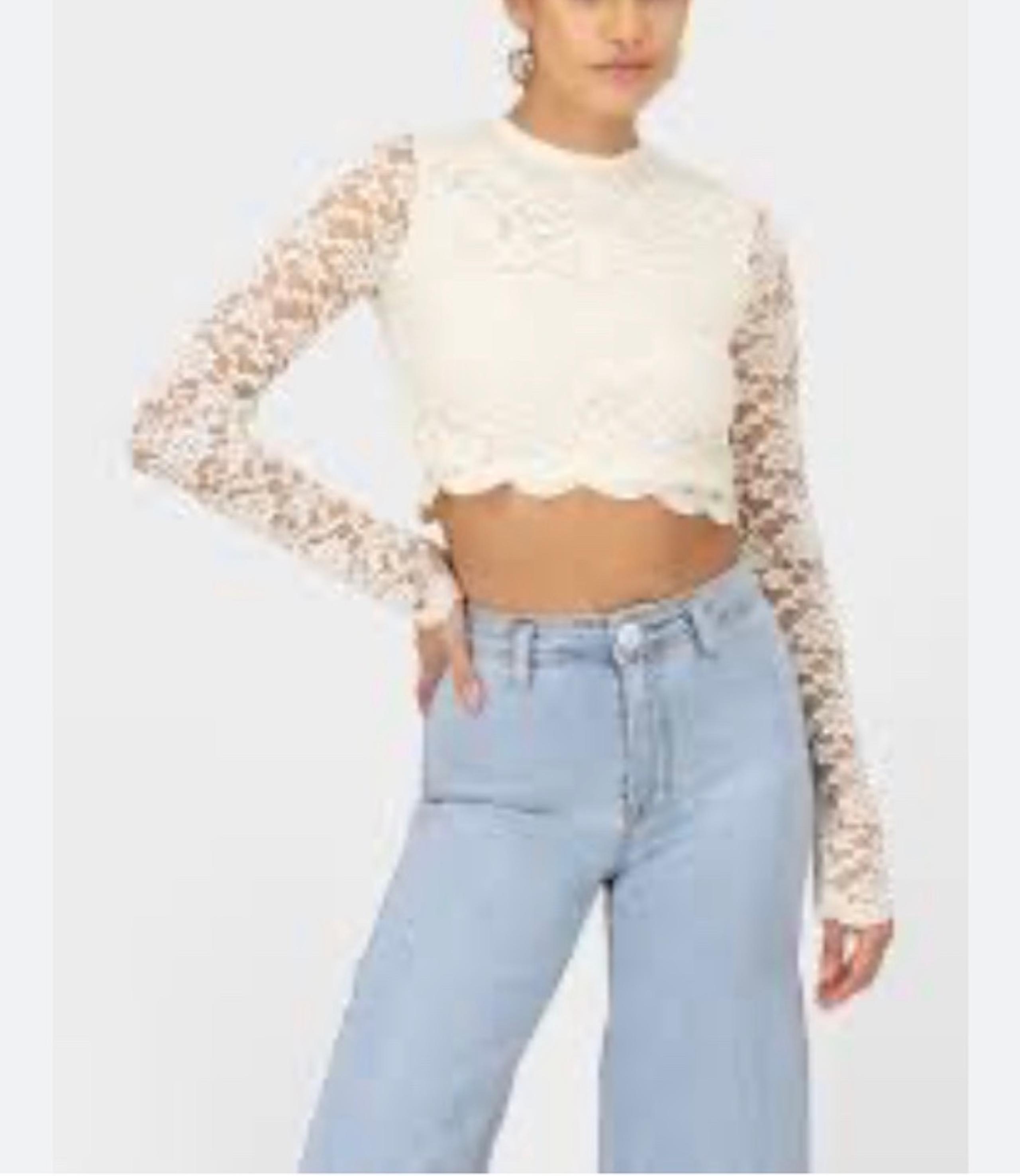Long sleeve white lace shirt size  small H&M