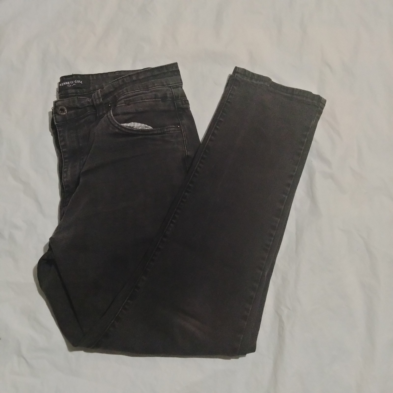 Kenneth Cole Jeans Mens Size 34x30(33x28) Slim Fit Straight Stretch Denim Black