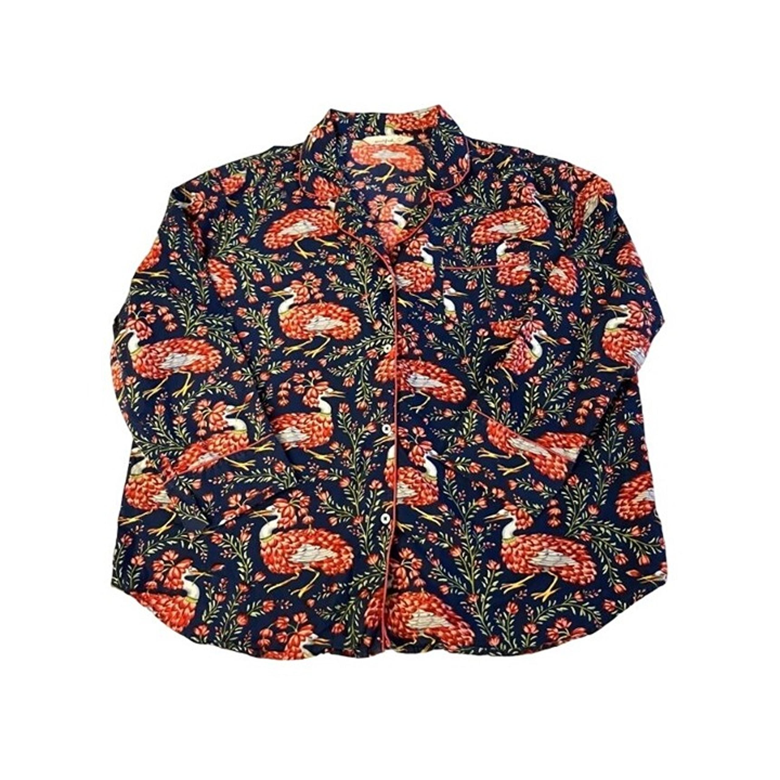 Print Fresh Anthropologie Women Queen Lotus Egret Pajama Top Size XL Lounge Boho