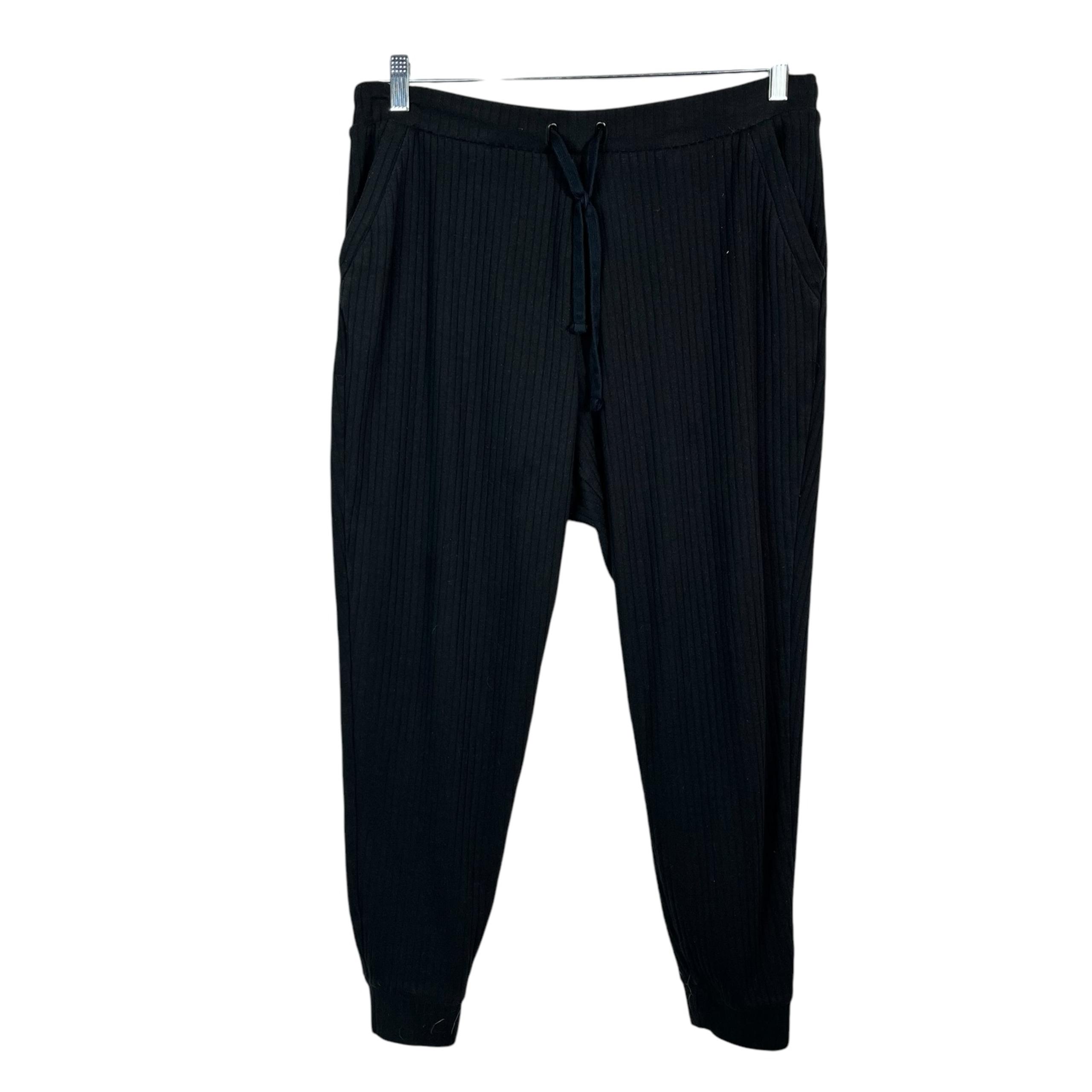 Black Ribbed Striped High Rise Jogger Athletic Lounge Pants XL - Athletic Works
