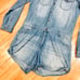 Denim shorts romper overalls preppy blue large long sleeve