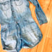 Denim shorts romper overalls preppy blue large long sleeve