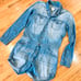 Denim shorts romper overalls preppy blue large long sleeve
