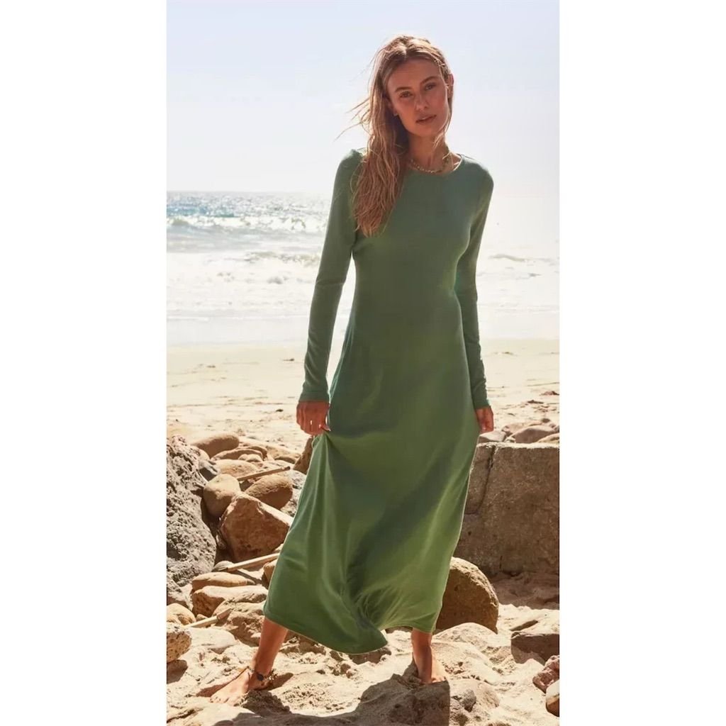Free People Beach Aubre Open-Back Maxi Dress Long Sleeve Size L