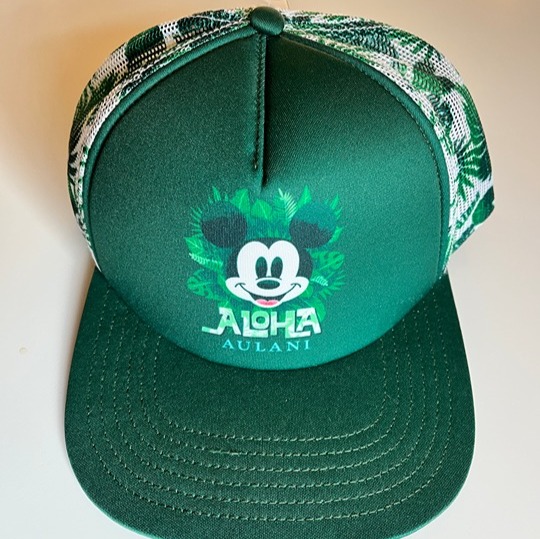 NWOT Disney Aloha Aulani Mickey Mouse Green Leaves Trucker Snapback Hat
