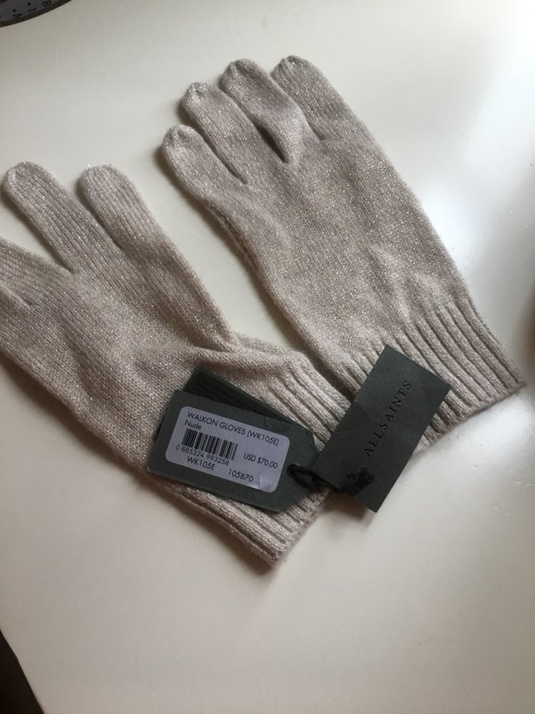 NWT All Saints Ivory & Gold Gloves