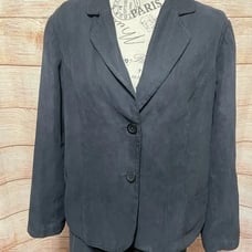 Studio Works Women's‎ Black 2 Piece Faux Suede Skirt Suit