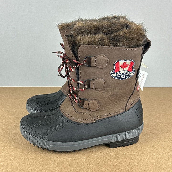 Pajar Canada Cali Winter Boots Womens 6 Wide Brown Black Waterproof Insulated