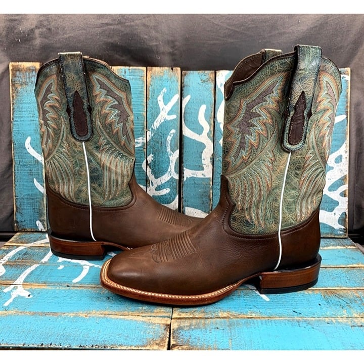 Tony Lama Black Label Hand Crafted USA Mens Sz 10D Square Toe Boots Worn 1X