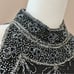 Papell Boutique Evening Beaded Formal Halter Top Black Silver Silk Flowers Large