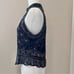 Papell Boutique Evening Beaded Formal Halter Top Black Silver Silk Flowers Large