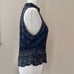 Papell Boutique Evening Beaded Formal Halter Top Black Silver Silk Flowers Large