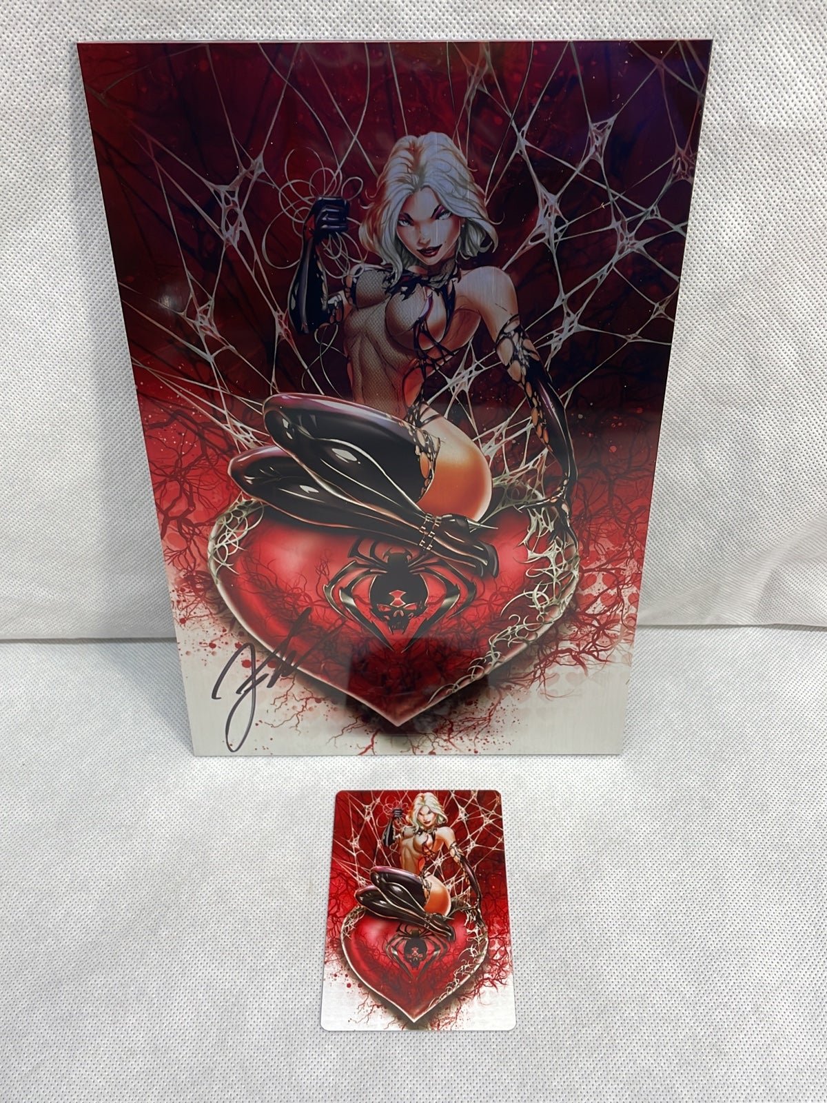 NM White Widow #1 Valentines Exclusive METAL & Mini Metal Card Blonde COA