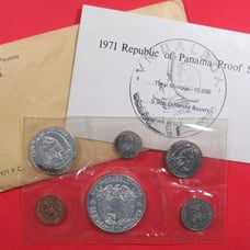 1971 Panama 6 Coin Proof Coin Set. Mintage only 10,696 Sets! Silver