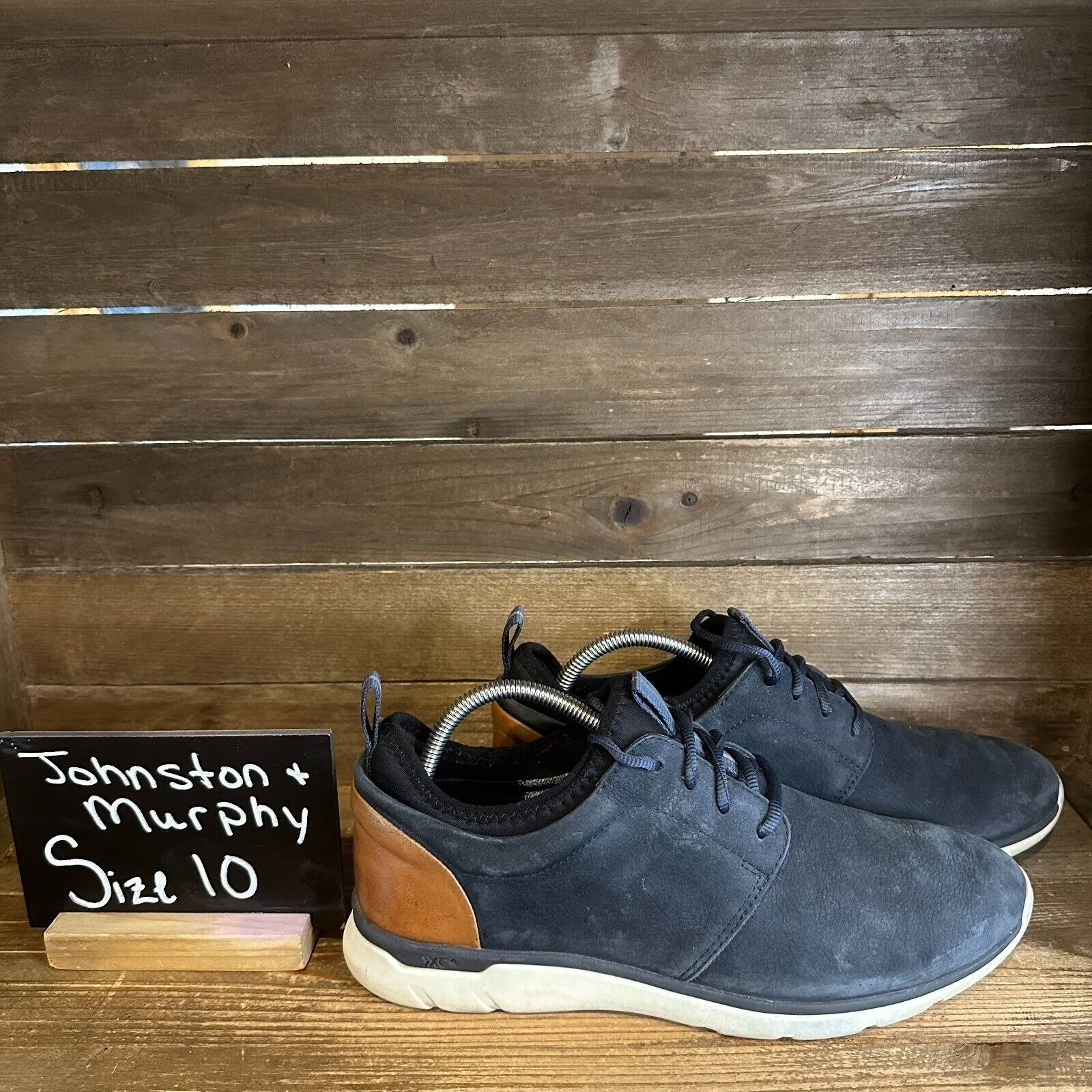 Mens Johnston & Murphy XC4 Prentiss Plain Toe Blue Suede Sneakers Shoes Size 10