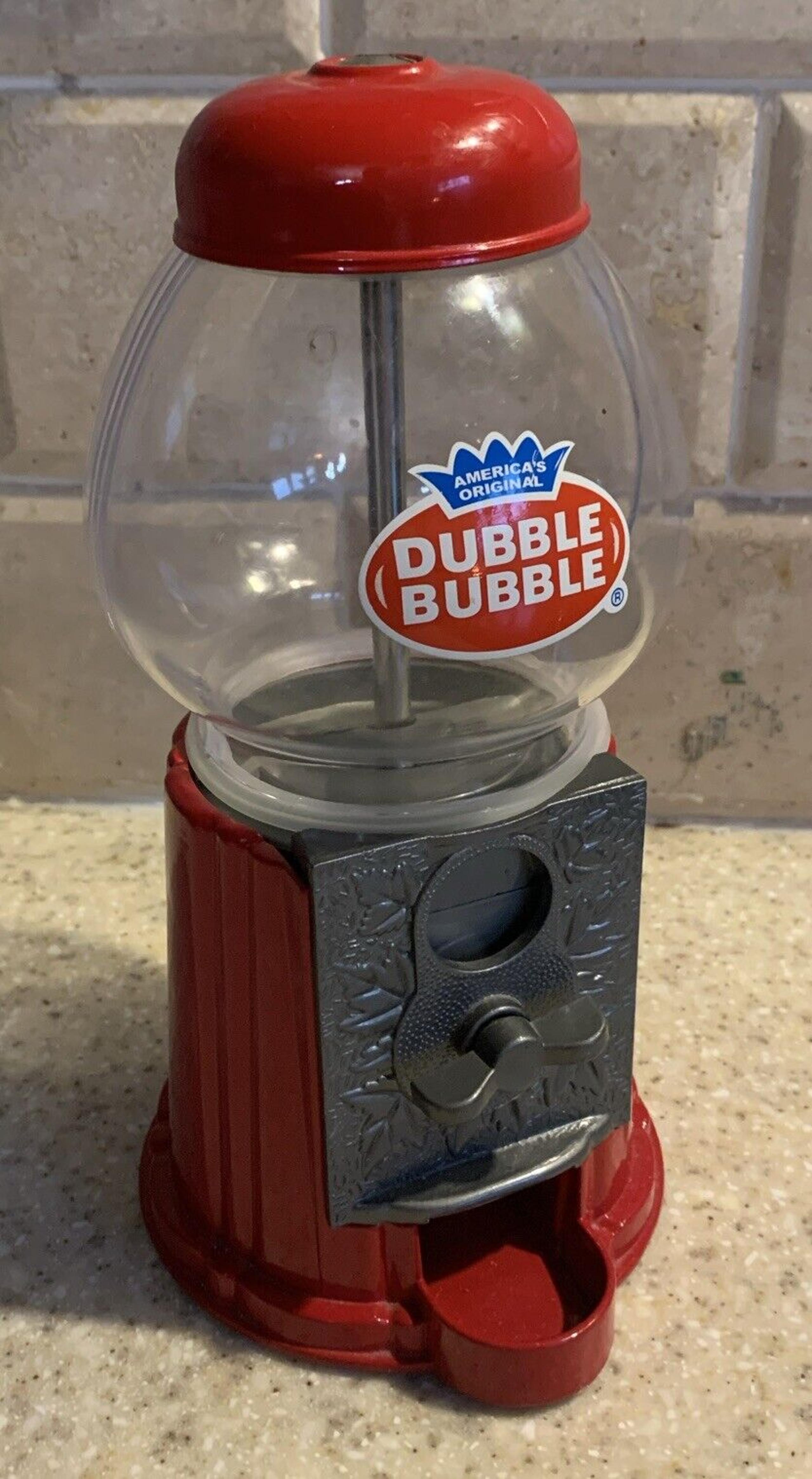 DUBBLE BUBBLE 9” Red Plastic/metal Coin Operated Bubble Gum Machine