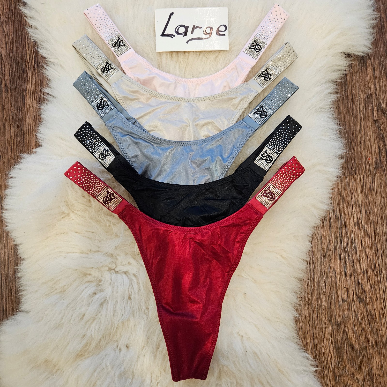 (5) Victoria's Secret shine strap thong panty set