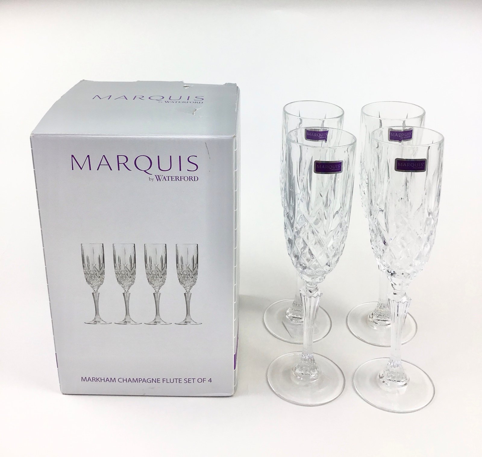Marquis By Waterford Markham Crystal Champagne Flute Set Of 4. Retail 100