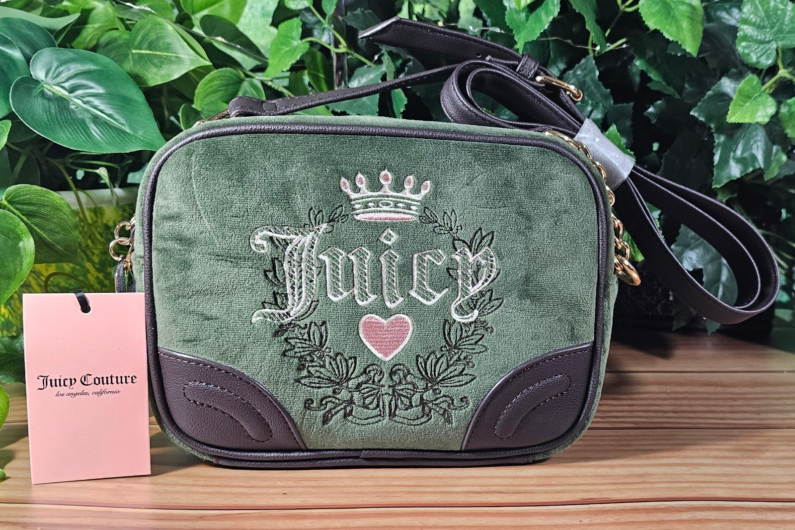 Juicy Couture Heritage Dome Satchel, Velour Hunter Green is new with tags