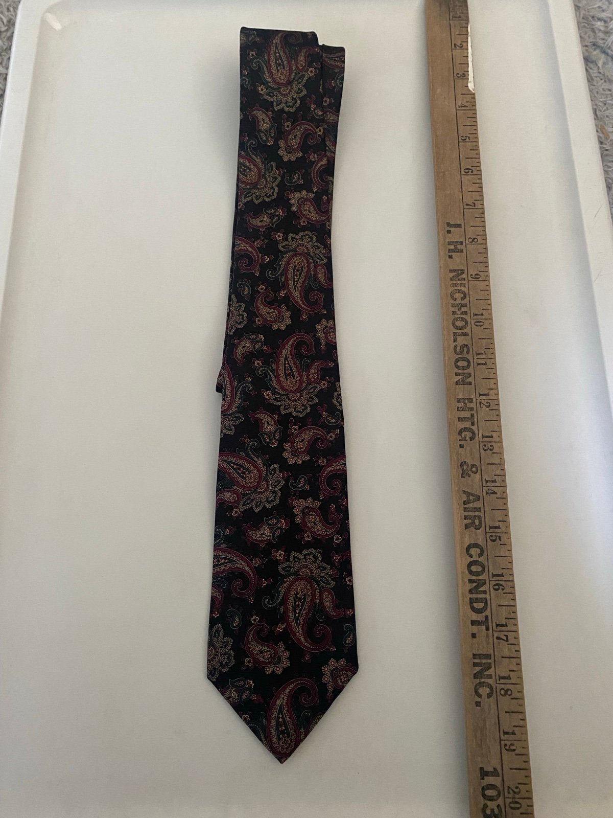 Jarrods Robert talbotts dark paisley silk mens tie italy made in usa