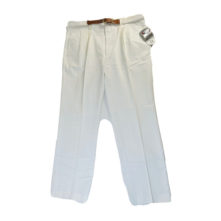 Vintage Mens 40x32 Pleated Belted Chino Trouser Pants