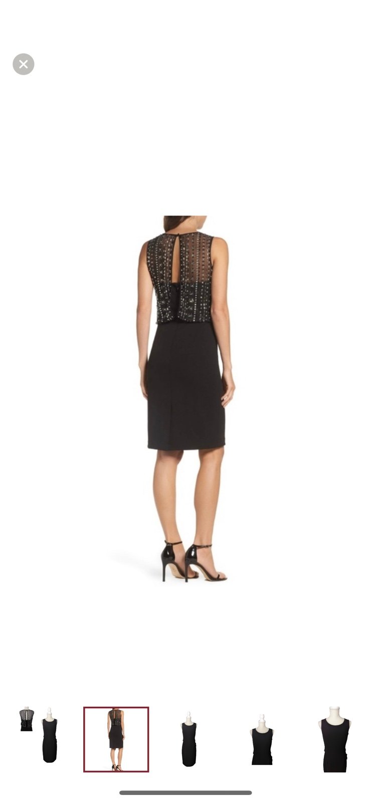 Vince Camuto Beaded Back Black Sheath Dress