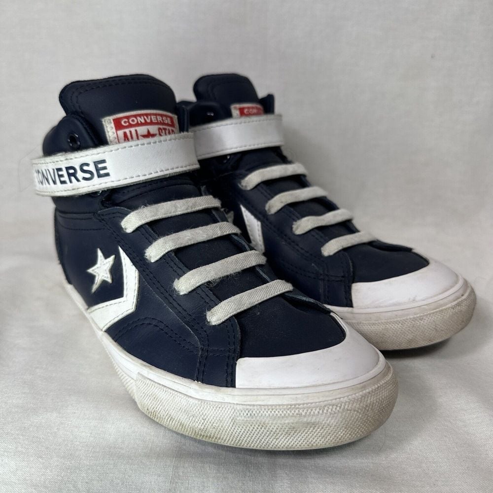 Converse Pro Blaze Strap Leather High Tops Youth 4 Navy 670508C Lace up