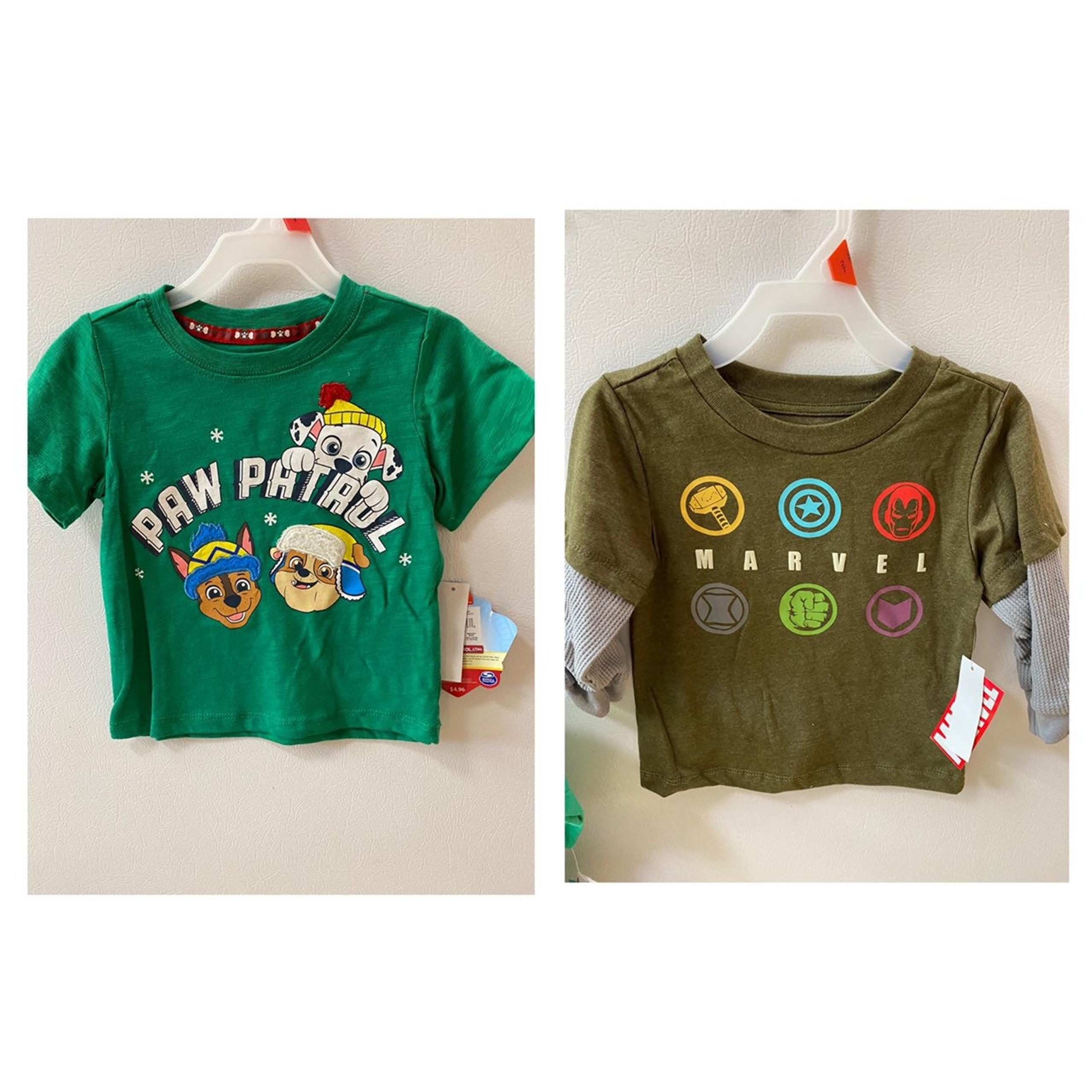 Paw Patrol and Marvel shirts sx 2T