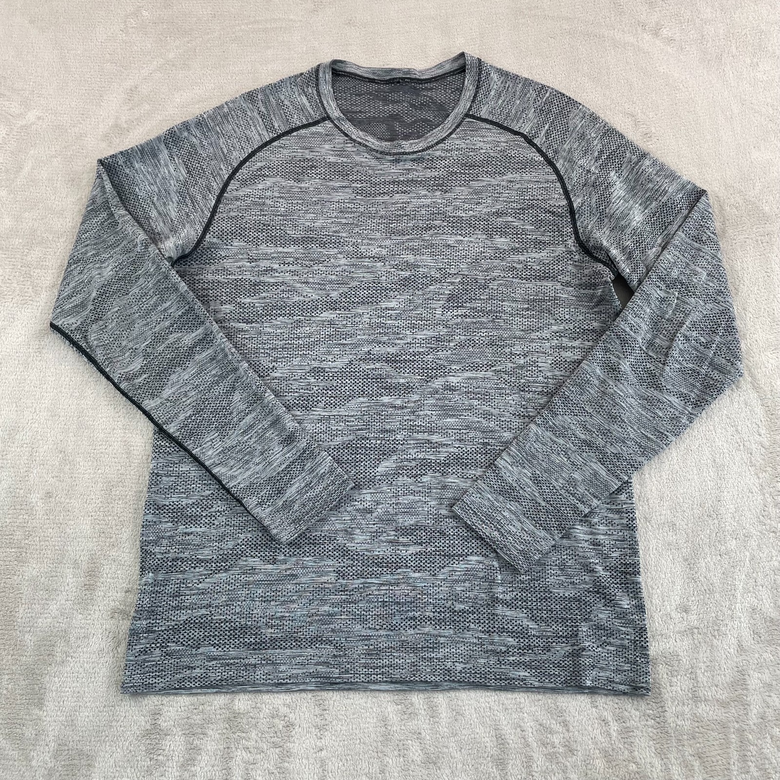 Lululemon Metal Vent Tech Surge T Shirt Men Medium Grey Camo Long Sleeve Gym Run