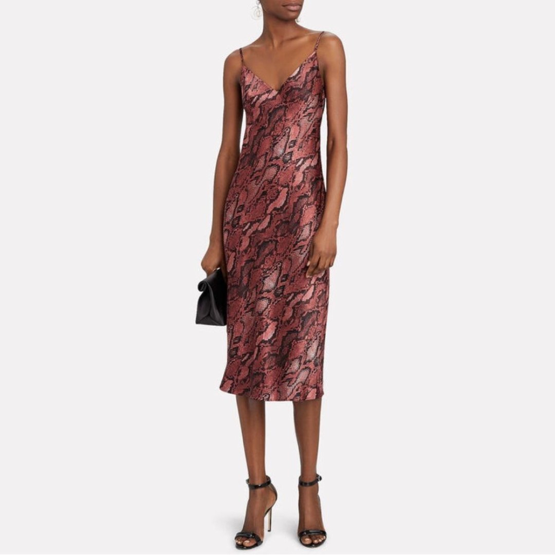 L'AGENCE Jodie Python Slip Dress in Garnet & Black