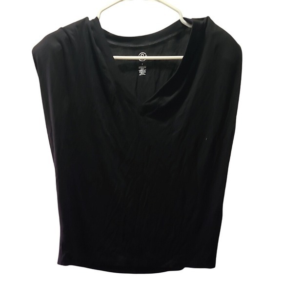 Treasure & Bond Elegant Black Women's Padded Shoulders Top S