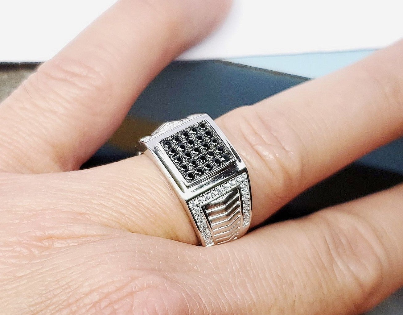 Solid sterling silver men's ring