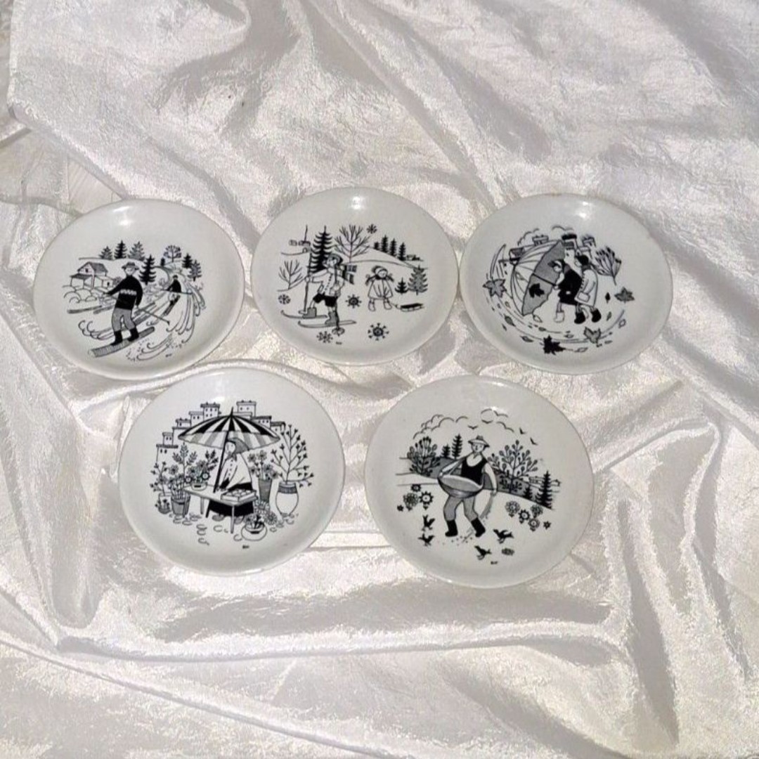 Arabia Decorator Dishes Finland Vintage Scenic Ceramic Tableware Collectible