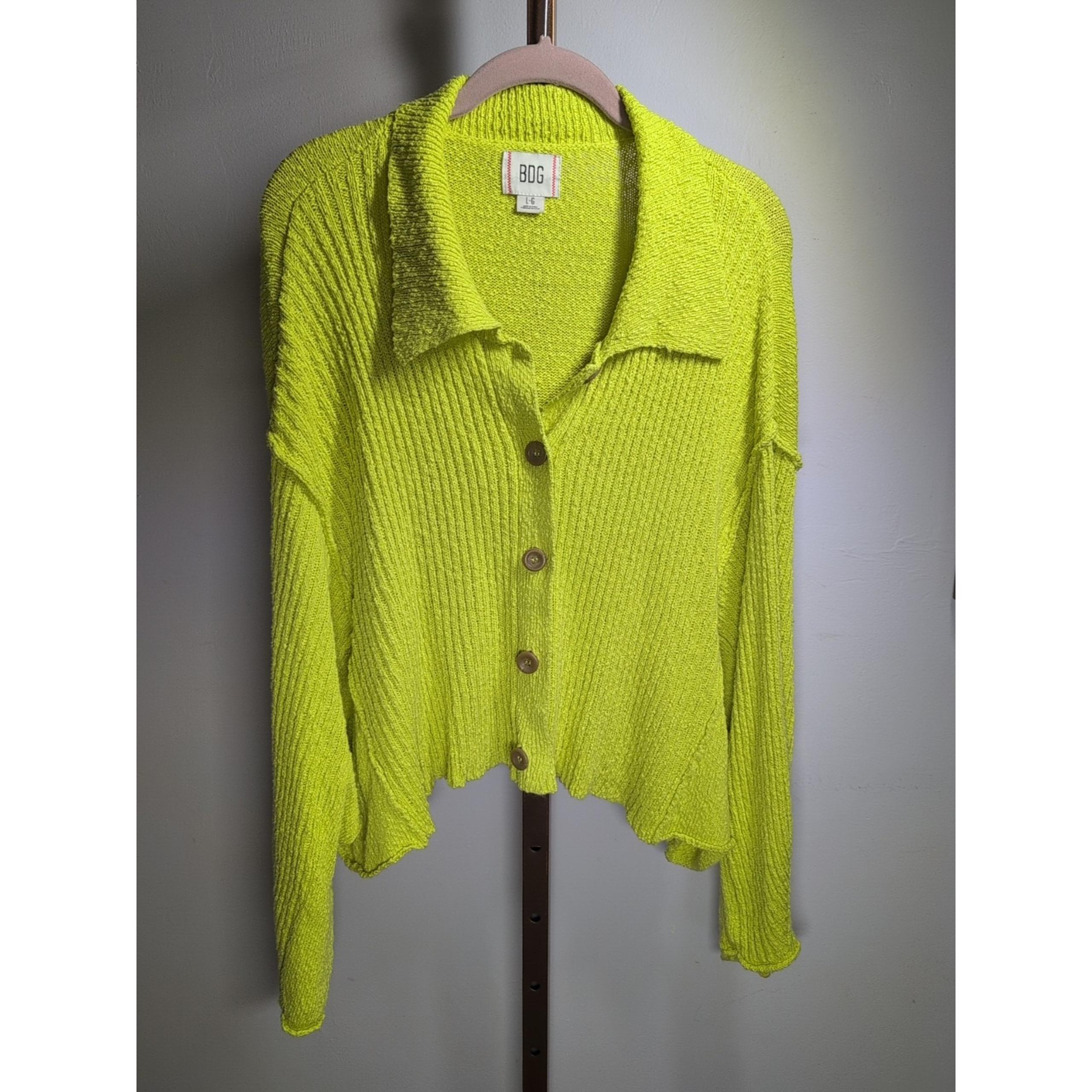 Urban Outfitters BDG Cardigan green/Yellow wButton Up Bohemian Size L Oversized